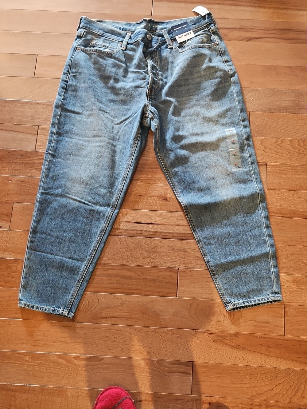 Nwt Old Navy High-Waisted Slouchy Taper Ankle Jeans Blue Waist 12
